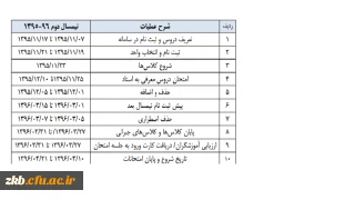 تقویم آموزشی نیمسال  دوم  سال تحصیلی 96-95